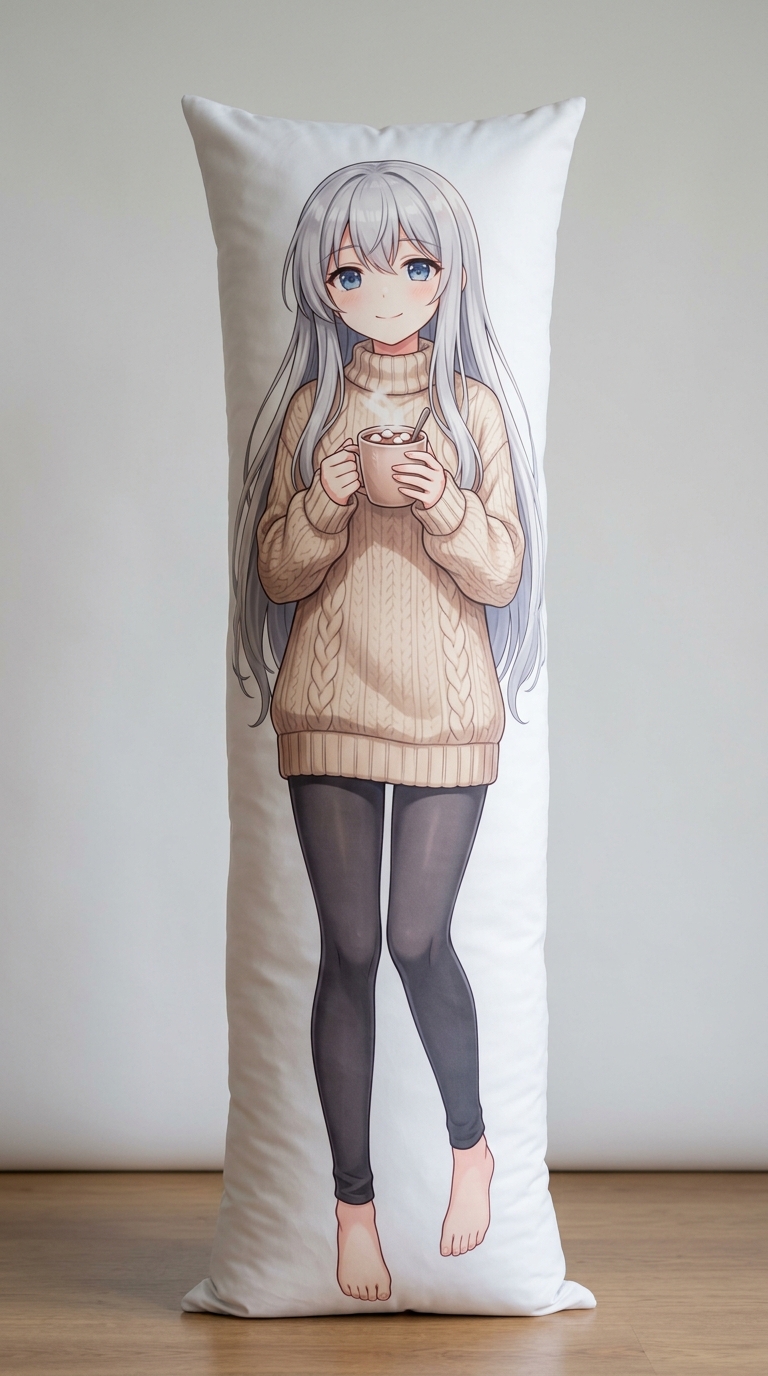Cozy sweater girl with cocoa