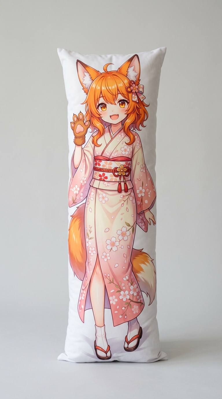 Fox spirit in a sakura yukata